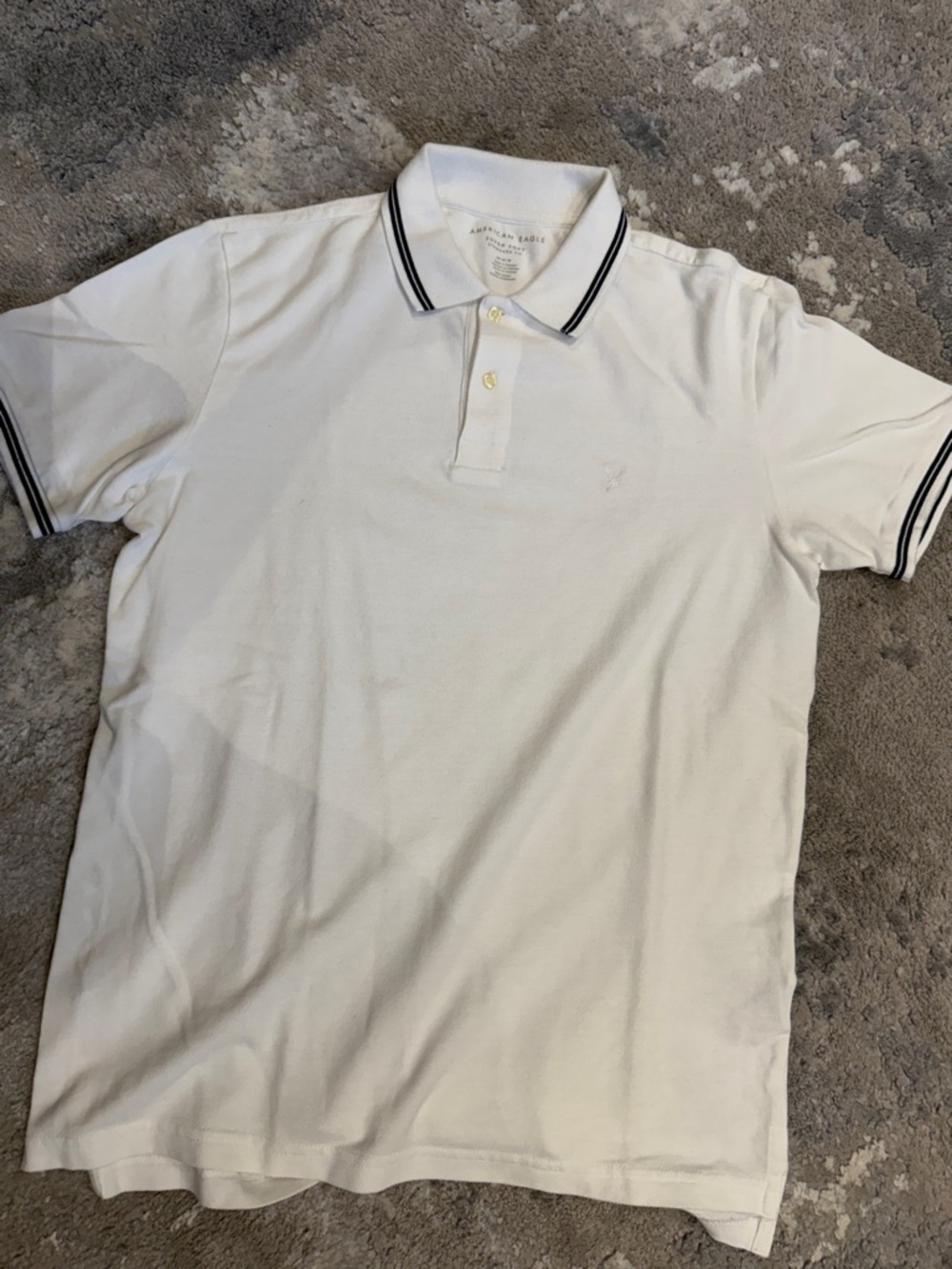 American Eagle Outfitters White Polo with Navy Trim